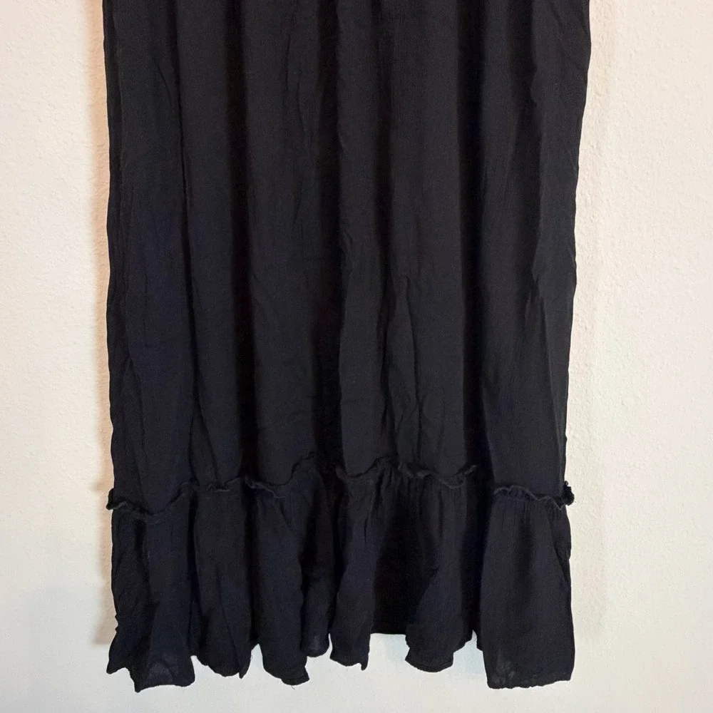 Blush Dress Women 2X Black Crochet Bodice Smocked Boho Midi Sundress Lined - Picture 5 of 10